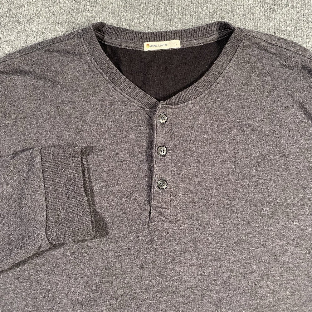 Marine Layer Mens Large Henley Lightweight Pullover Stretch Fabric Made in USA